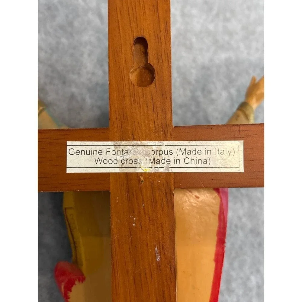 Genuine Fontanini Corpus Christ Made in Italy Wood Cross Religious Wall Decor